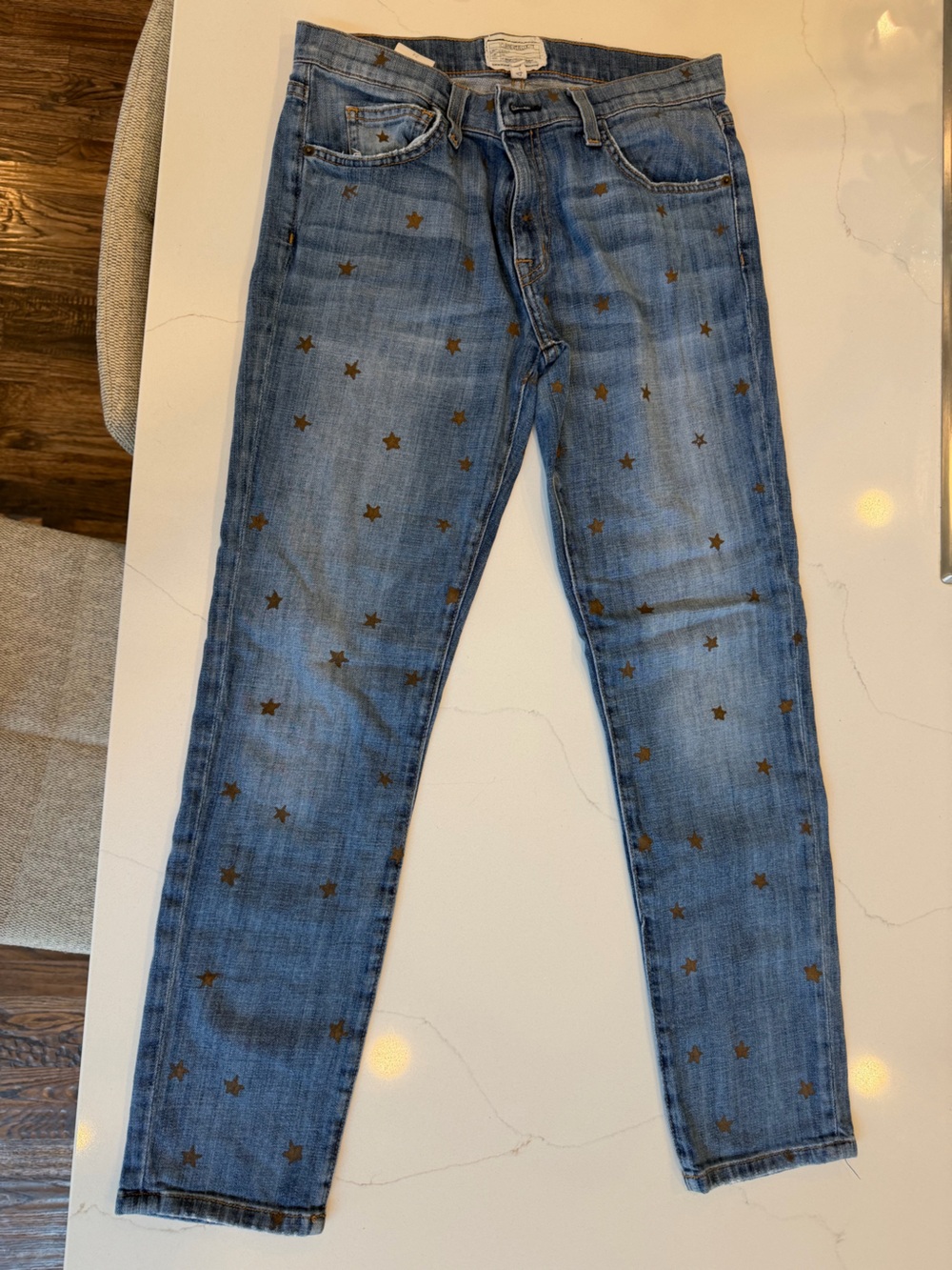 Current/Elliott The Fling Jeans with Gold Star Print